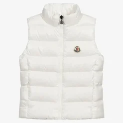 Moncler Enfant Teen Girls White Down Padded Ghany Puffer Gilet Discount