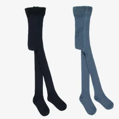 Minymo Two Tone Blue Tights (2 Pack) New