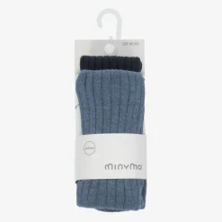 Minymo Two Tone Blue Tights (2 Pack) New