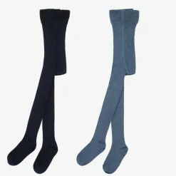 Minymo Two Tone Blue Tights (2 Pack) New