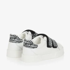 Dolce amp; Gabbana White & Black Leather Baby Trainers Online