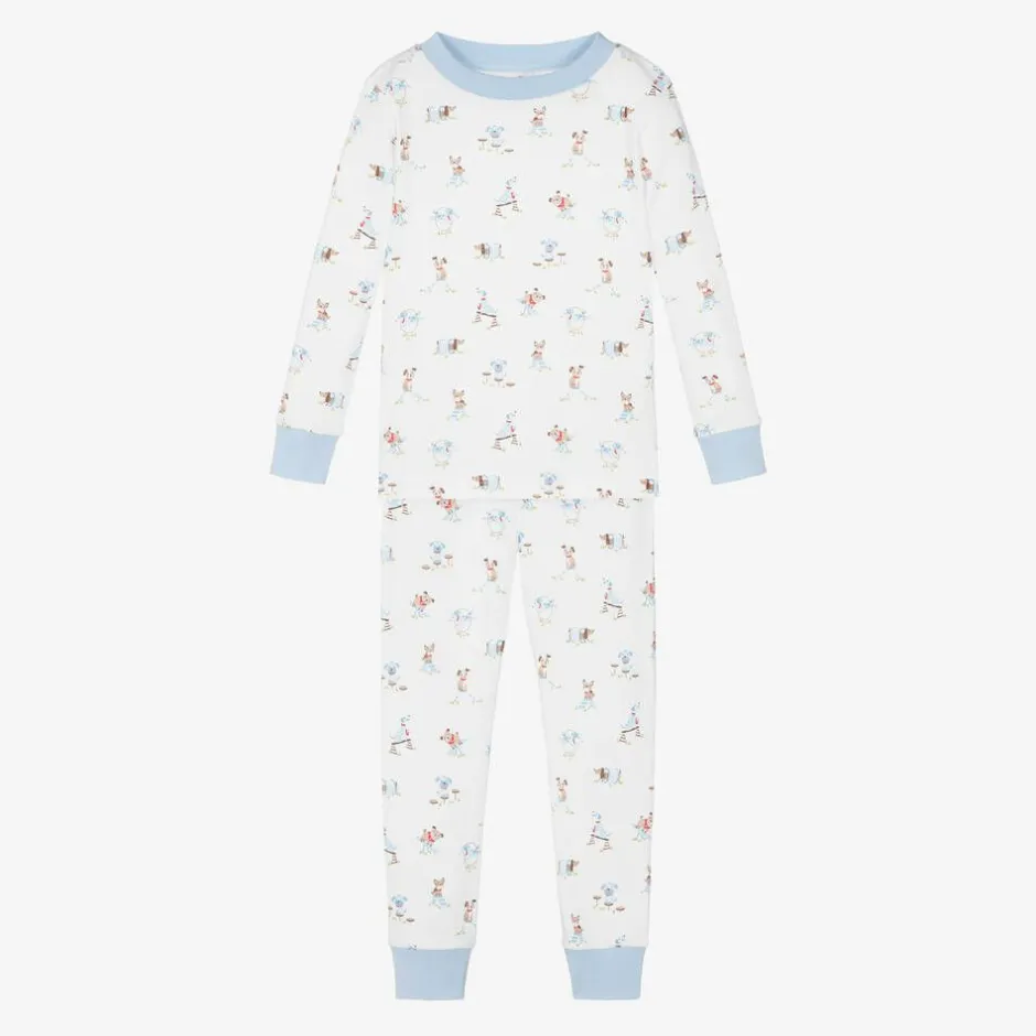 Kissy Kissy White & Blue Cotton Playground Pups Pyjamas Sale