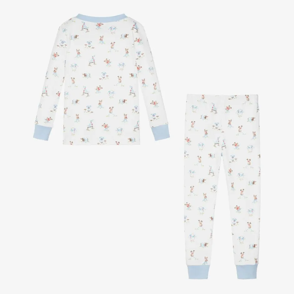 Kissy Kissy White & Blue Cotton Playground Pups Pyjamas Sale
