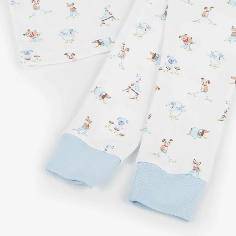 Kissy Kissy White & Blue Cotton Playground Pups Pyjamas Sale