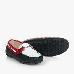 Childrens Classics White & Blue Leather Shoes