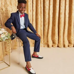 Childrens Classics White & Blue Leather Shoes