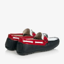 Childrens Classics White & Blue Leather Shoes