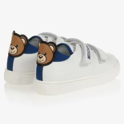 Moschino Baby White & Blue Leather Trainers Best