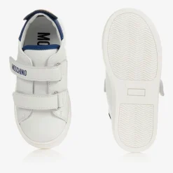 Moschino Baby White & Blue Leather Trainers Best