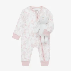 The Little Tailor White & Pink Cotton Babysuit Gift Set Clearance