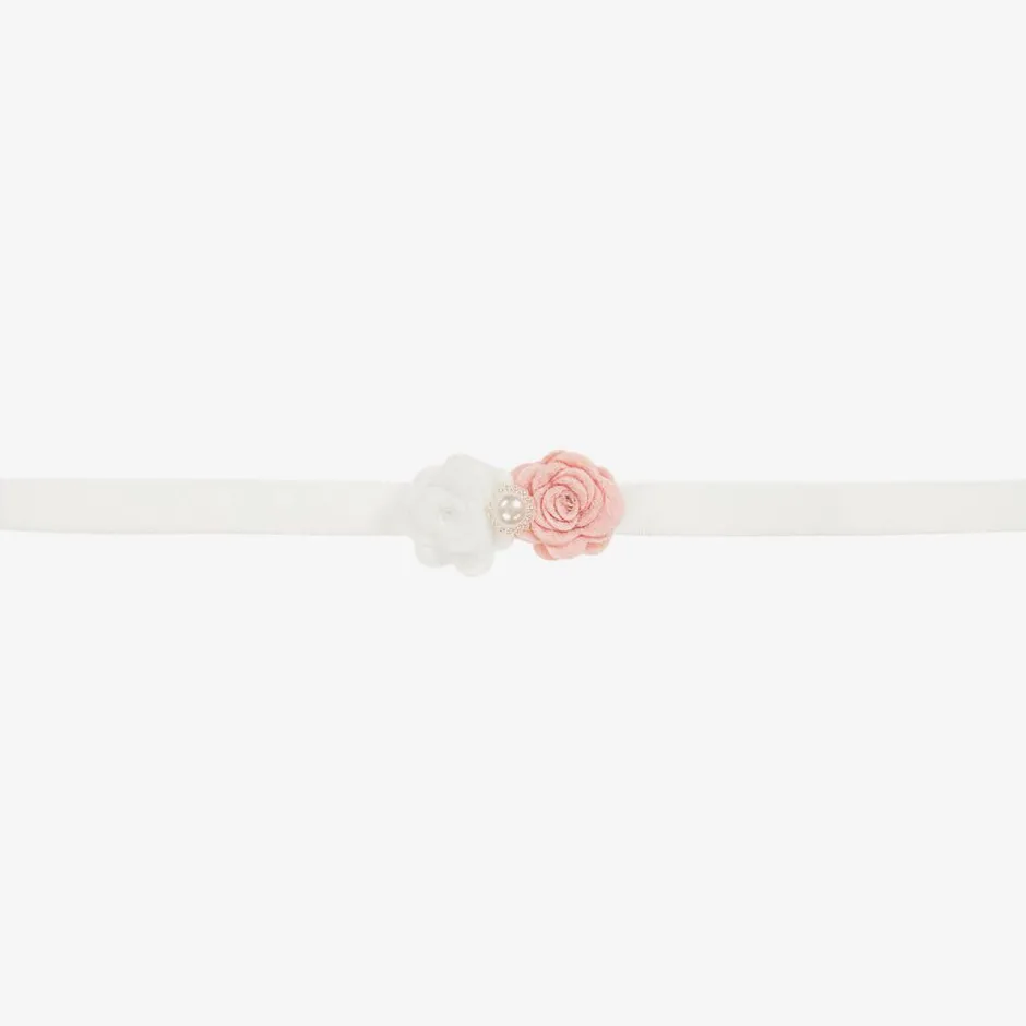 Cute Cute White & Pink Floral Headband Discount