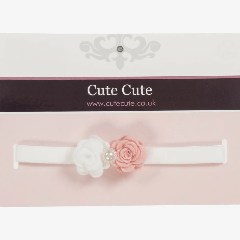Cute Cute White & Pink Floral Headband Discount
