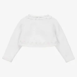 Sarah Louise White & Pink Knitted Bolero Cardigan Clearance
