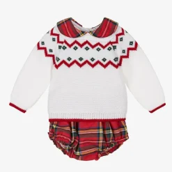 Babidu White & Red Cotton Shorts Set New