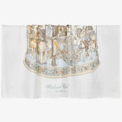 Atelier Choux Paris White & Blue Carousel Swaddle (97cm)