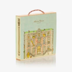 Atelier Choux Paris White & Blue Carousel Swaddle (97cm)