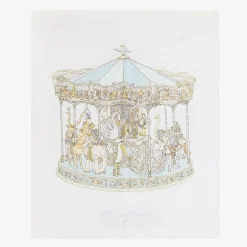 Atelier Choux Paris White & Blue Organic Cotton Reversible Duvet (132cm) New