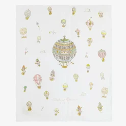 Atelier Choux Paris White & Blue Organic Cotton Reversible Duvet (132cm) New