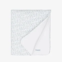 Emporio Armani White & Blue Padded Cotton Blanket (75cm) Hot