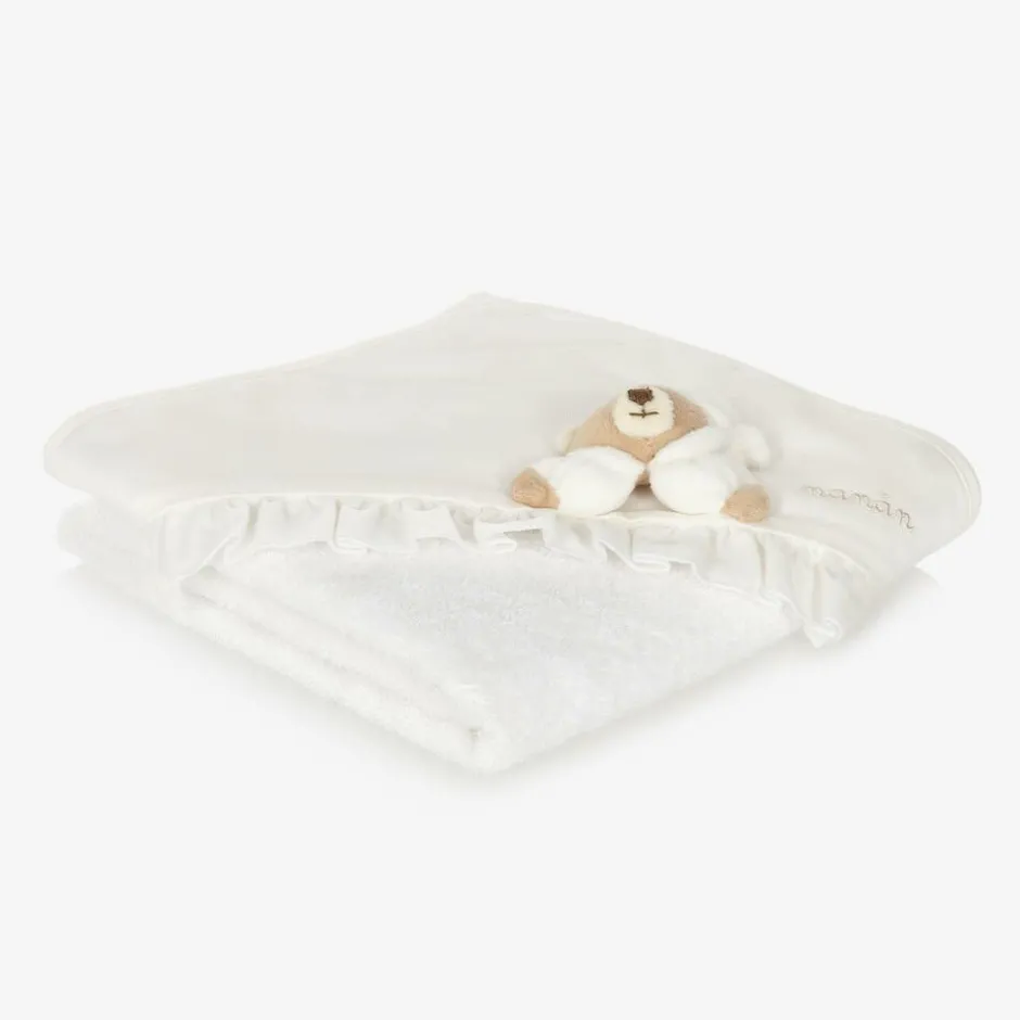 Nanán White & Ivory Hooded Baby Towel (74cm) New