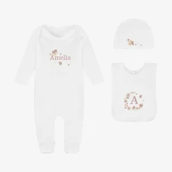 Paint My Dreams White Blossom Personalised Babysuit Gift Set