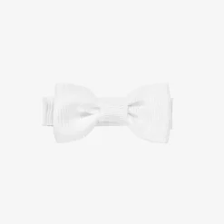 Peach Ribbons White Bow Hair Clip (5cm) Hot