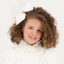 Angels Face White Bow Hair Clip (19cm) Snowdrop