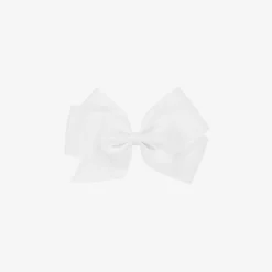 Peach Ribbons White Bow Hair Clip (12cm) Outlet