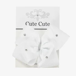 Cute Cute White Bow Hair Clip (10cm) Clearance