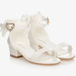 Angels Face White Bow Heel Sandals Snowdrop Hot