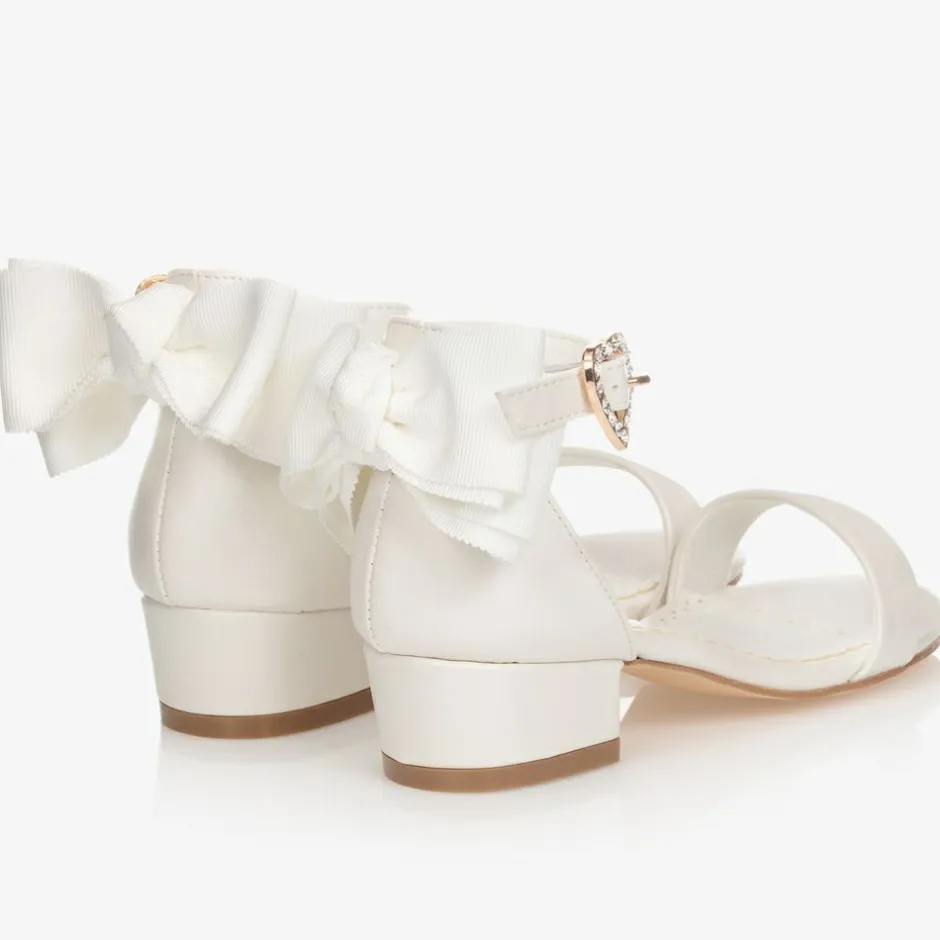 Angels Face White Bow Heel Sandals Snowdrop Hot