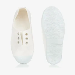 Pisamonas White Canvas Slip-On Trainers Sale