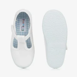 Pisamonas White Canvas T-Bar Shoes Best