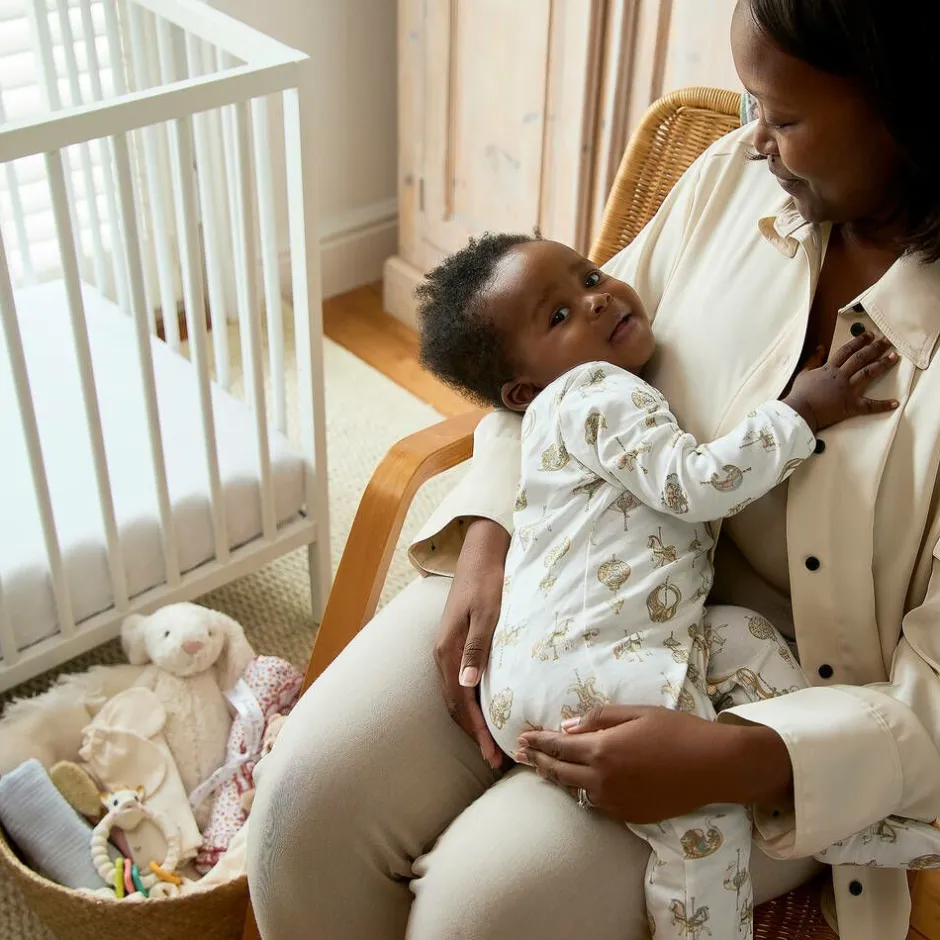 Atelier Choux Paris White Carousel Print Cotton Babygrow Online