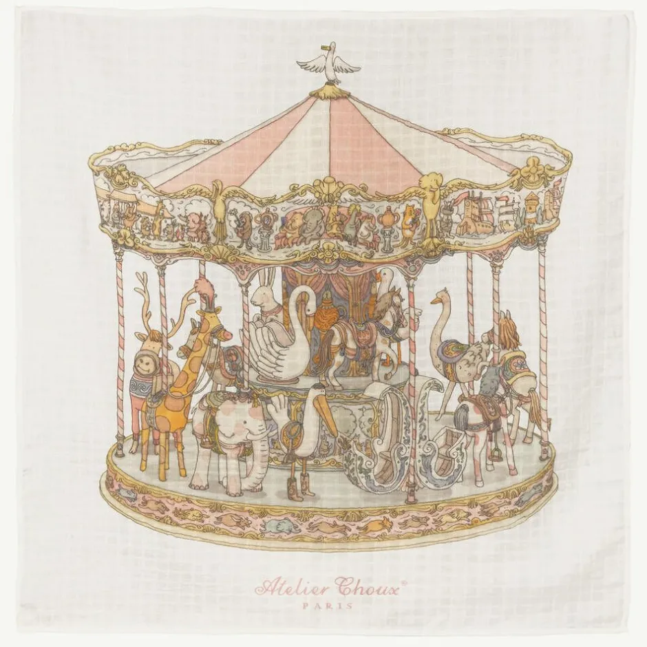Atelier Choux Paris White Carousel Swaddle (98cm) Outlet