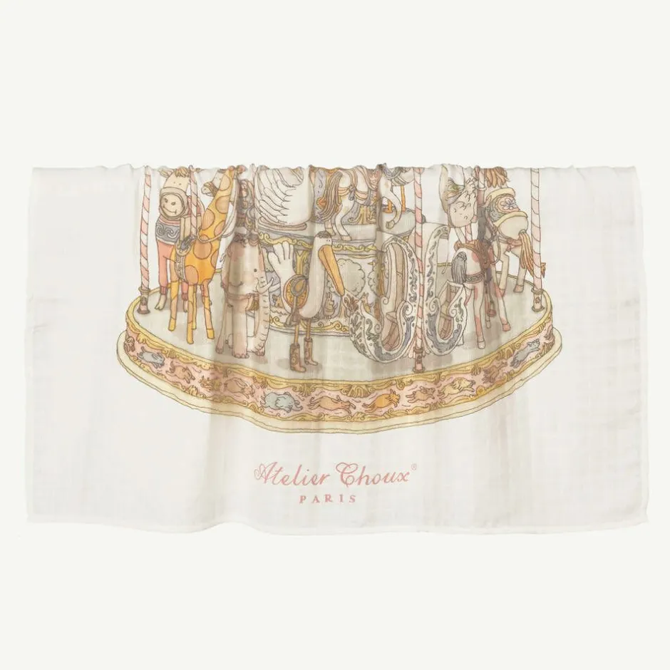 Atelier Choux Paris White Carousel Swaddle (98cm) Outlet
