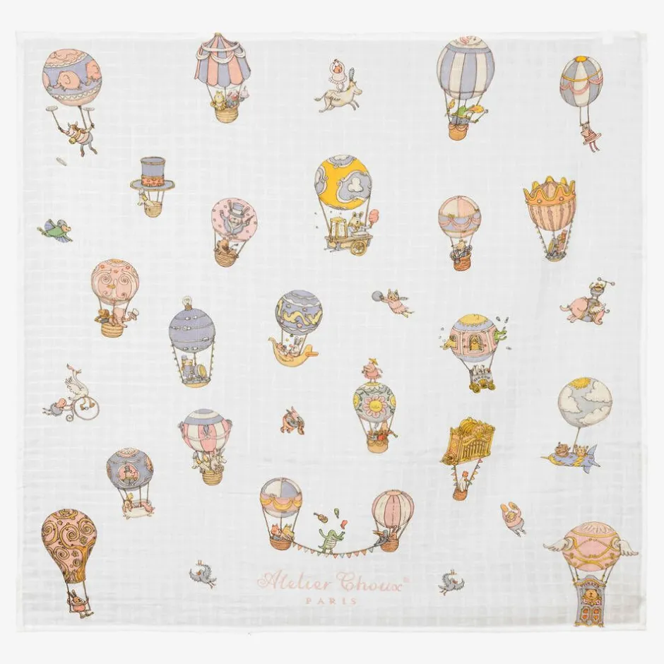 Atelier Choux Paris White Circus Swaddle (100cm)