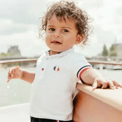 Tartine et Chocolat White Cotton Baby Polo Shirt Hot