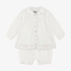 Sarah Louise White Cotton Baby Shorts Set Clearance