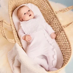 Beatrice amp; George White Cotton Babygrow & Embroidered Bib Set Discount