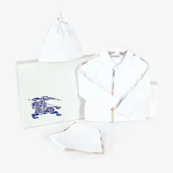 Burberry White Cotton Babygrow Gift Set Best