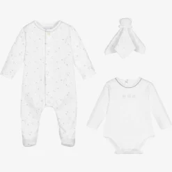 Emile et Rose White Cotton Babysuit Set Online