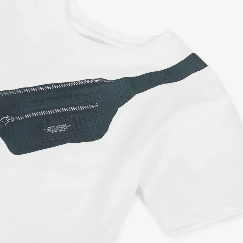 MARC JACOBS White Cotton Biker Belt Bag T-Shirt Hot