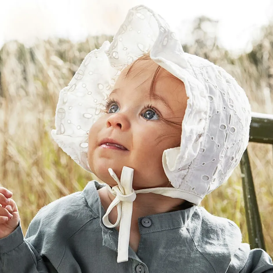 Elodie White Cotton Bonnet (SPF30) Outlet