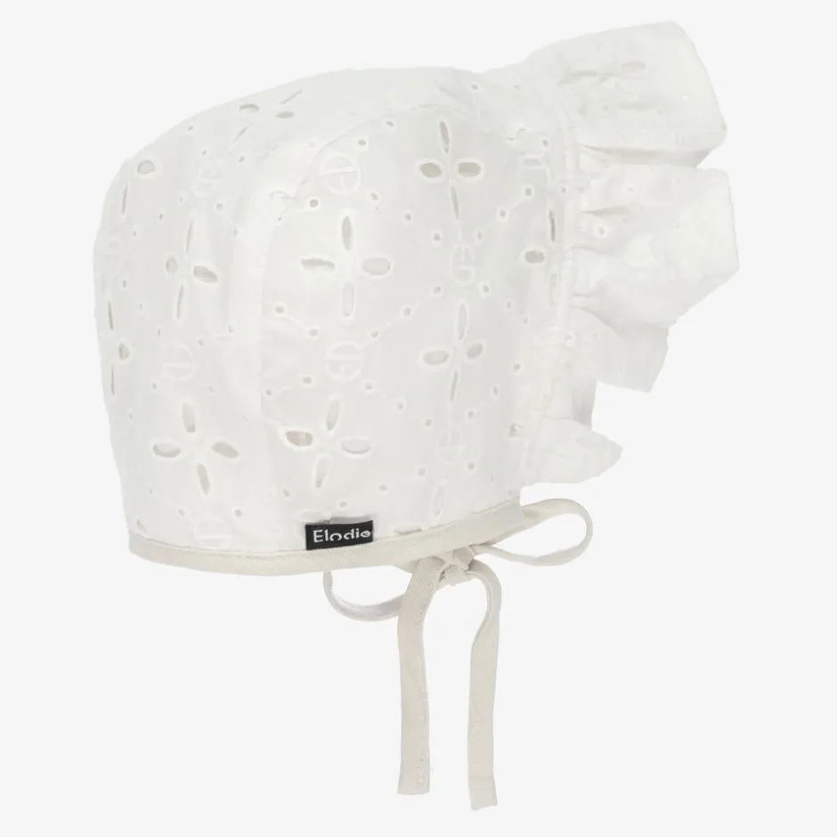 Elodie White Cotton Bonnet (SPF30) Outlet