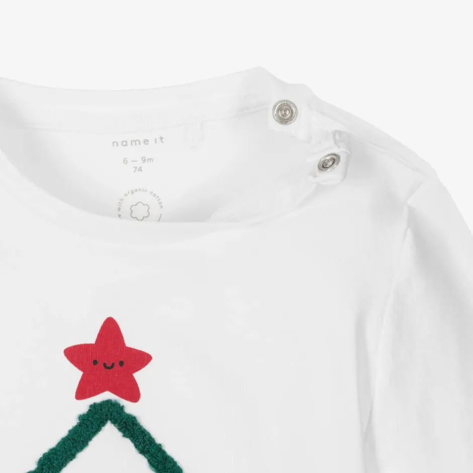NAME IT White Cotton Christmas Baby Top Sale