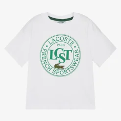 Lacoste White Cotton Circle Logo T-Shirt Best