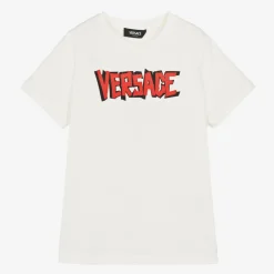 Versace White Cotton Graphic Logo T-Shirt