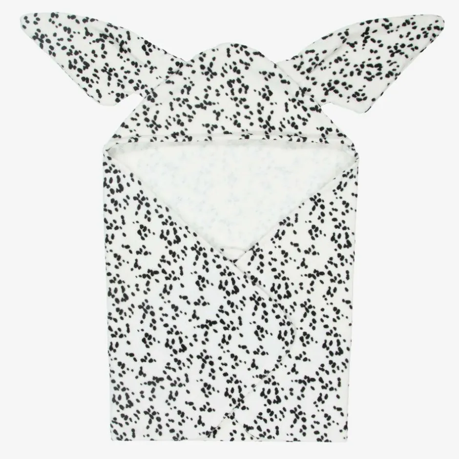 Elodie White Cotton Hooded Spotty Dalmation Towel DalmationDots Discount