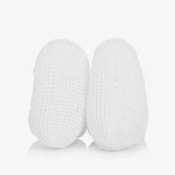 Paz Rodríguez White Cotton Knit Baby Booties Online